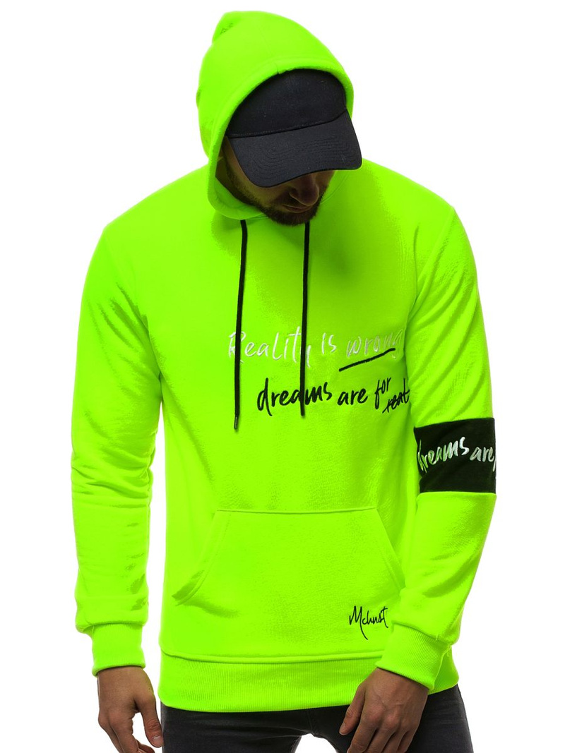 Bluza z kapturem męska zielona-neon OZONEE MACH/3105Z