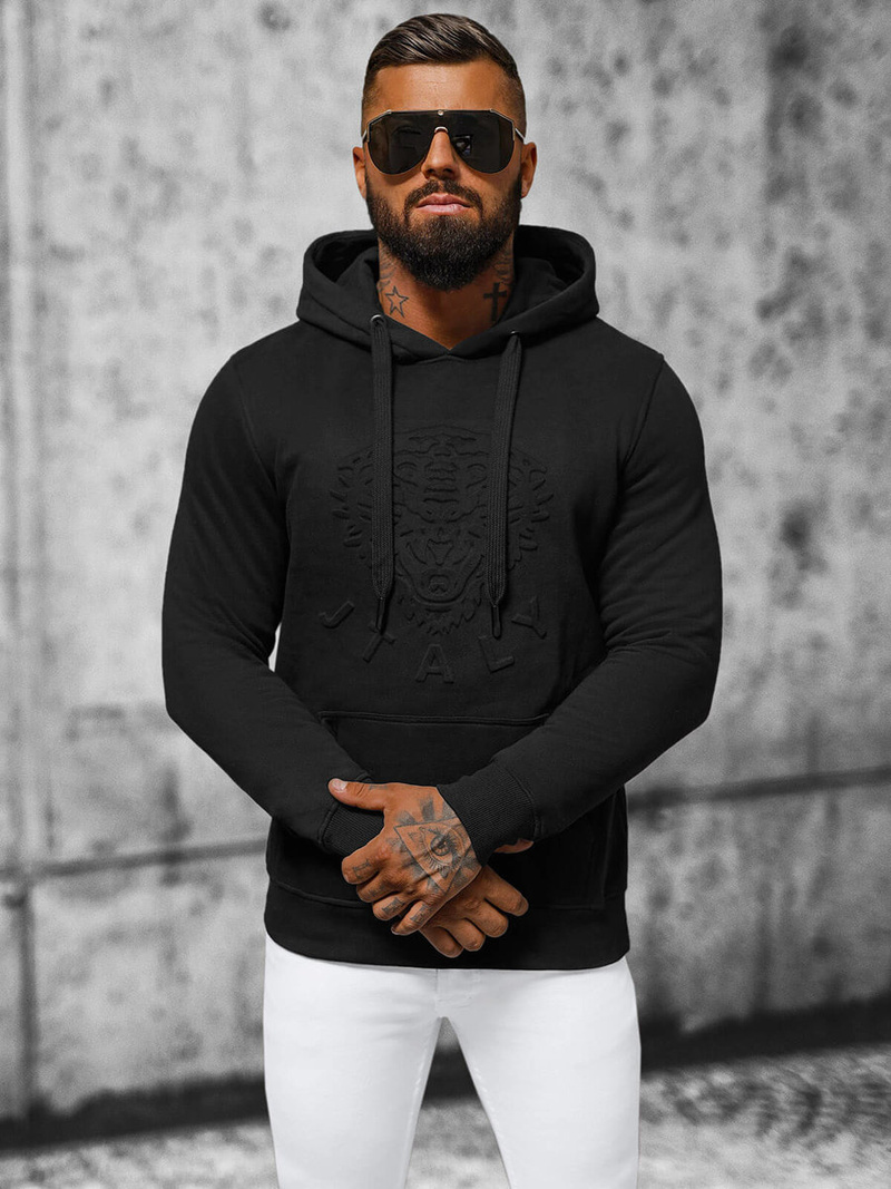 Bluza męska z kapturem czarna OZONEE NB/MF2012