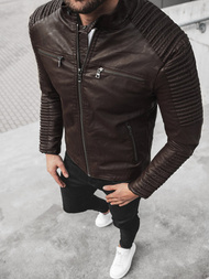 Куртка шкіряна чоловіча Темно-Коричнева OZONEE YD/BF5920107Z