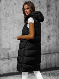 Kamizelka damska dwustronna długa z kapturem czarno-złota OZONEE O/H1121/99Z