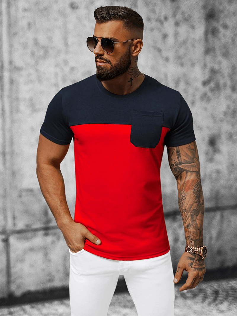 Футболка чоловіча Темно-синьо/Червона OZONEE JS/8T91/18Z