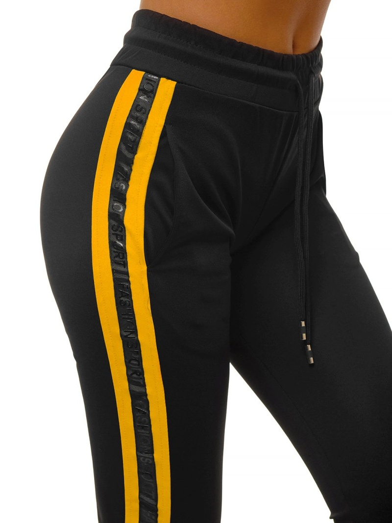 Spodnie dresowe damskie czarno-żółte OZONEE O/82318