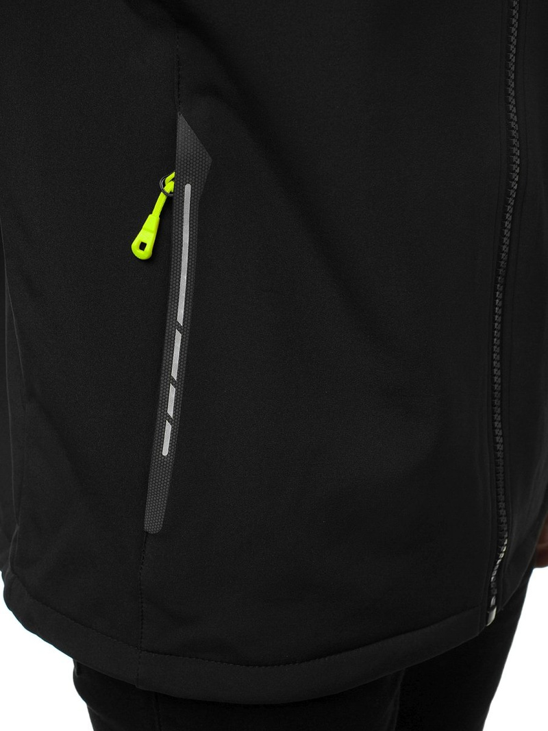 Kurtka softshell męska z kapturem czarno-żółta OZONEE GE/12268