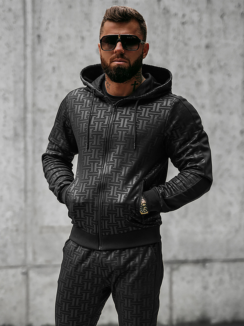 Komplet dresowy męski czarny OZONEE O/3A75