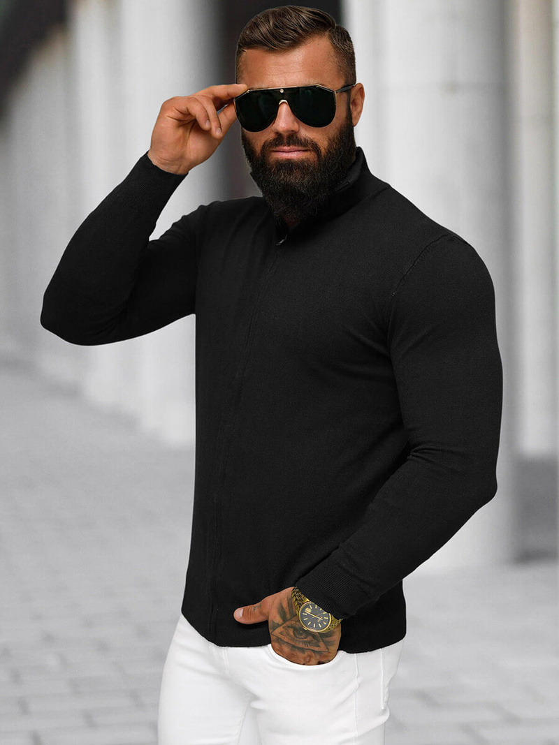 Sweter męski rozpinany czarny OZONEE NB/MM6004/4Z