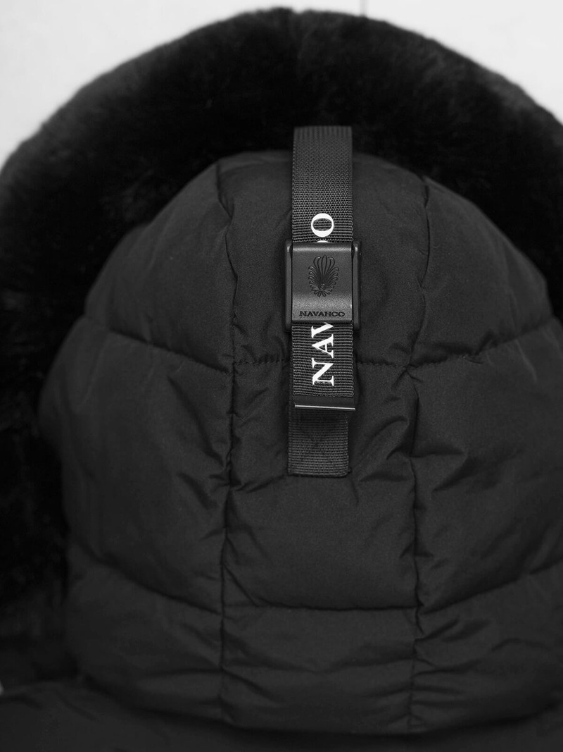 Kurtka zimowa damska długa pikowana czarna OZONEE O/W377Z