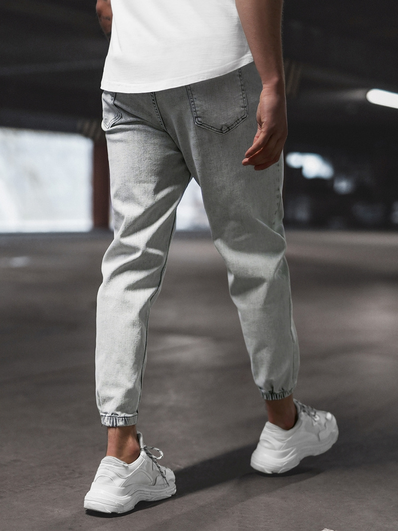 Spodnie jeansowe joggery męskie szare OZONEE DP/780Z