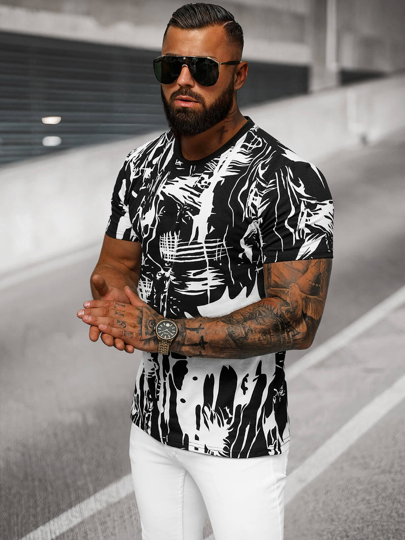 T-shirt męski czarny OZONEE O/T1276/3