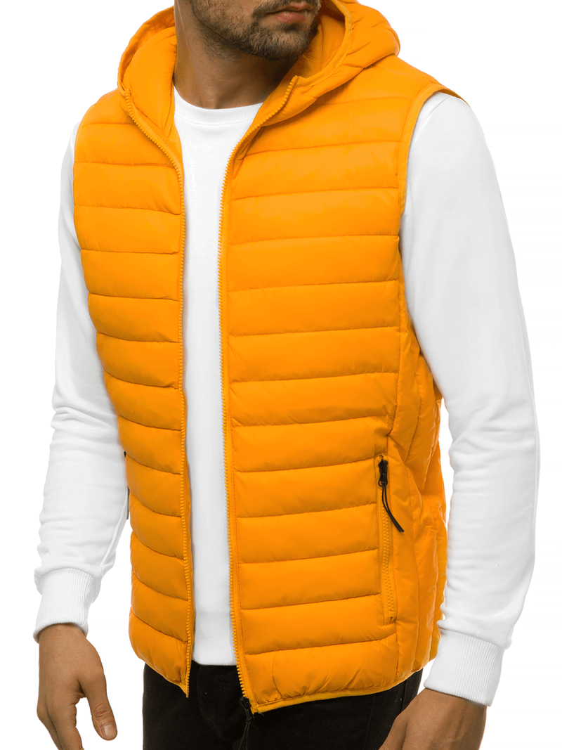 Kamizelka męska pikowana z kapturem camelowa OZONEE JS/HDL88002Z