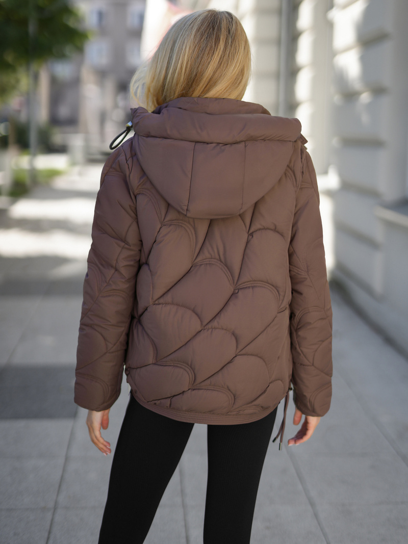 Kurtka zimowa damska pikowana czekoladowa OZONEE JS/5M3336/158