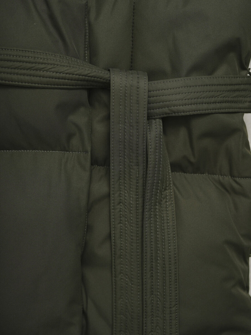 Płaszcz zimowy damski pikowany ciemno-zielony OZONEE JS/5M3227/136