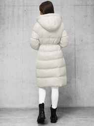 Płaszcz zimowy damski pikowany ecru OZONEE JS/5M3253/281