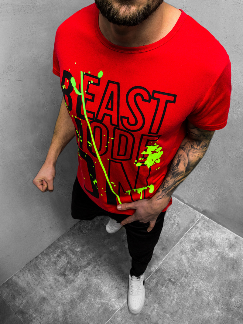 T-Shirt męski czerwony OZONEE JS/KS1949Z
