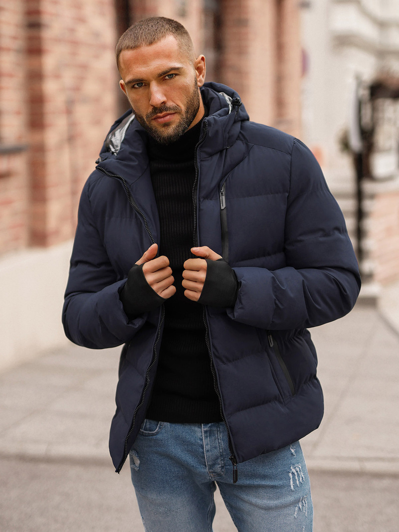 Kurtka zimowa męska pikowana granatowa OZONEE JS/5M756/215Z