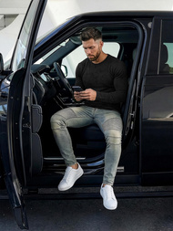 Spodnie jeansowe męskie slim fit niebieskie OZONEE O/EM8886Z