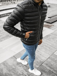 Kurtka zimowa skórzana męska czarna OZONEE O/9025Z