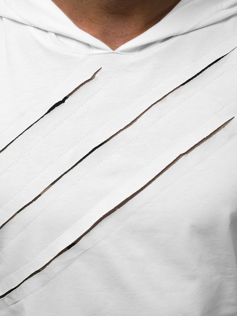 T-Shirt z kapturem męski biały OZONEE O/1254Z