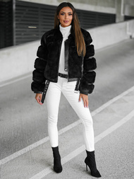 Kurtka zimowa damska z futerkiem czarna OZONEE JS/11Z8080Z