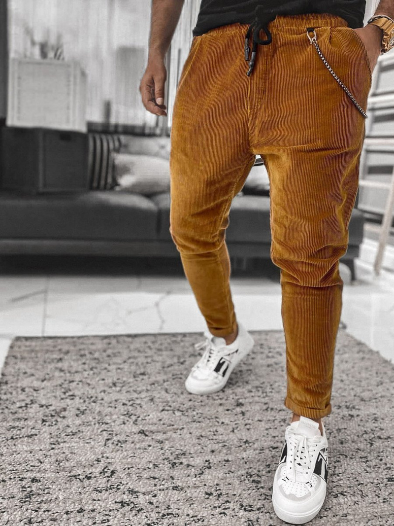 Spodnie męskie sztruksowe camelowe OZONEE DR/K95/3Z