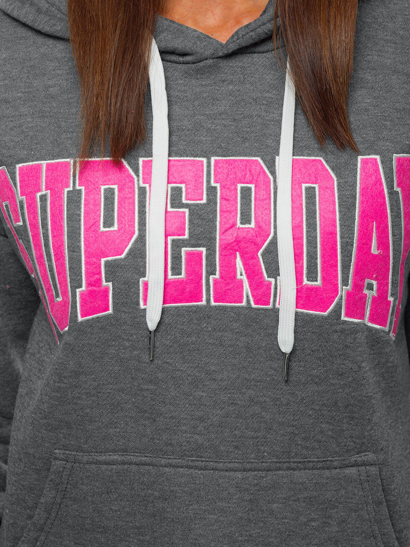 Bluza z kapturem damska grafitowa OZONEE JS/B26014