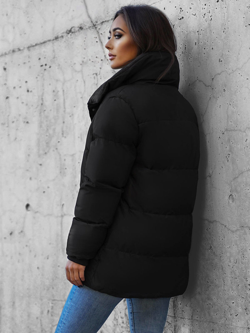 Kurtka zimowa damska pikowana czarna OZONEE JS/5M729/392