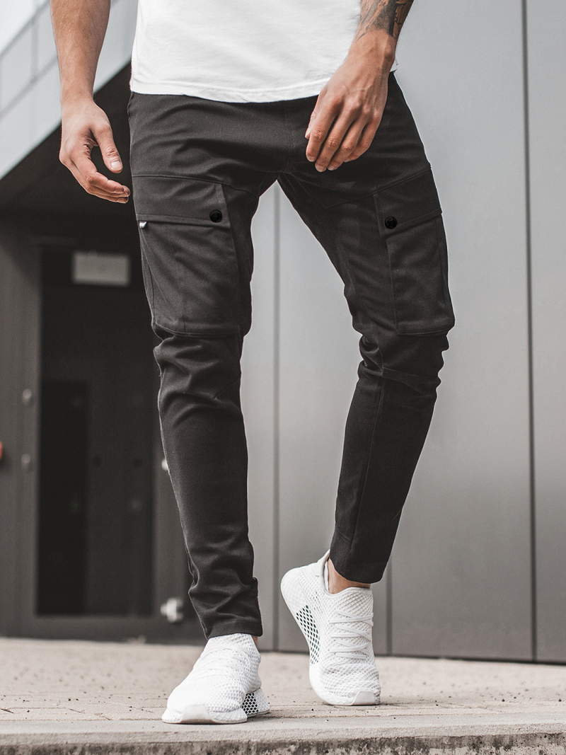 Spodnie męskie joggery czarne OZONEE A/1003