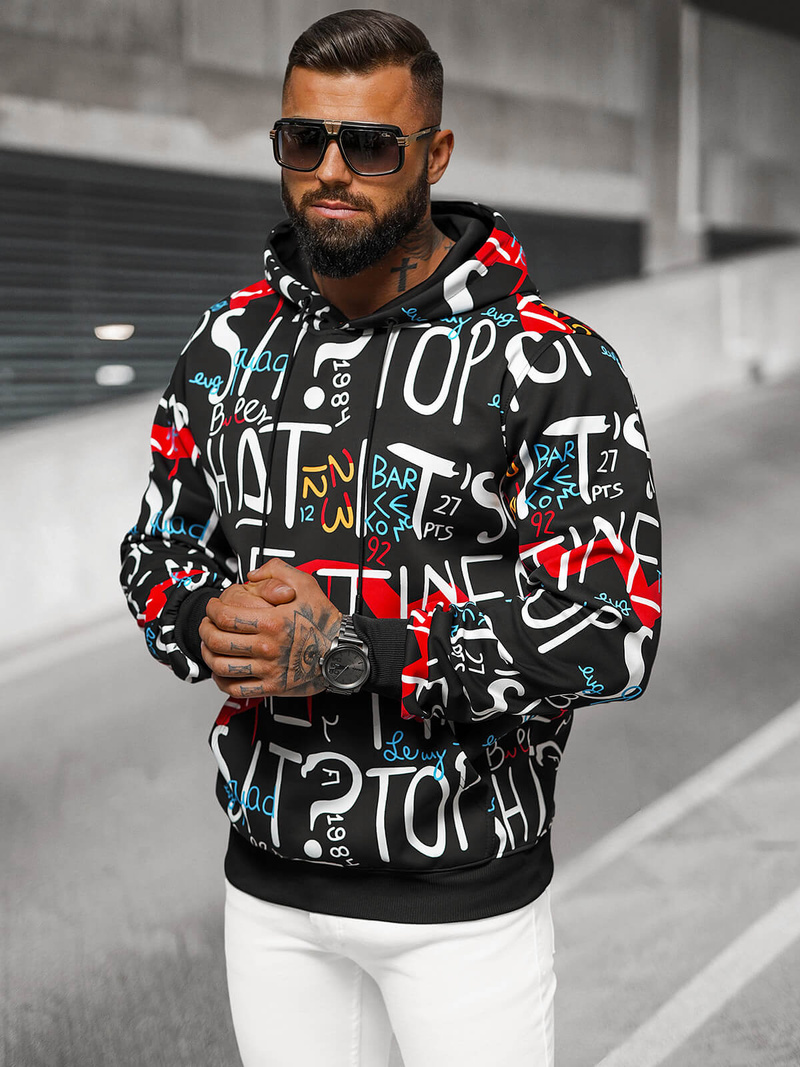 Bluza z kapturem męska czarna OZONEE JS/8B1233/3