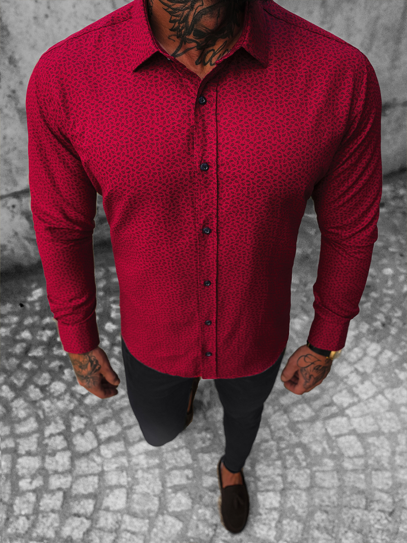 Koszula męska bordowa OZONEE O/3922Z