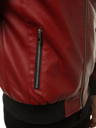 Kurtka skórzana męska bordowa OZONEE JB/JP1147Z