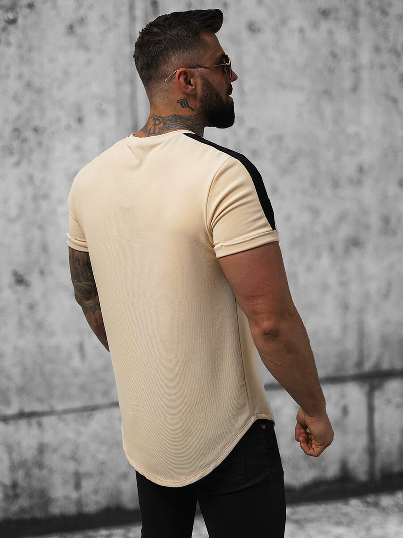 T-Shirt męski beżowy OZONEE O/P1180