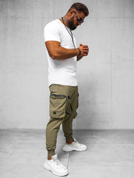 Spodnie męskie chino joggery ciemno-beżowe OZONEE O/PS5519