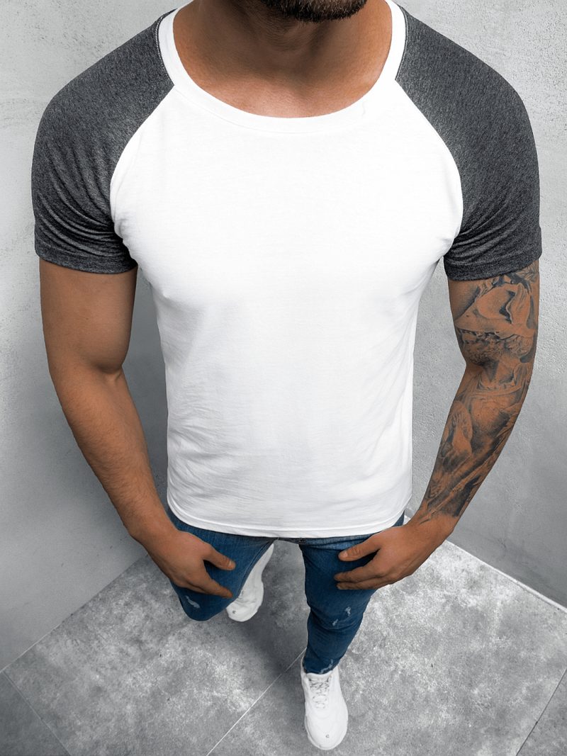T-Shirt męski biało-grafitowy OZONEE O/1176