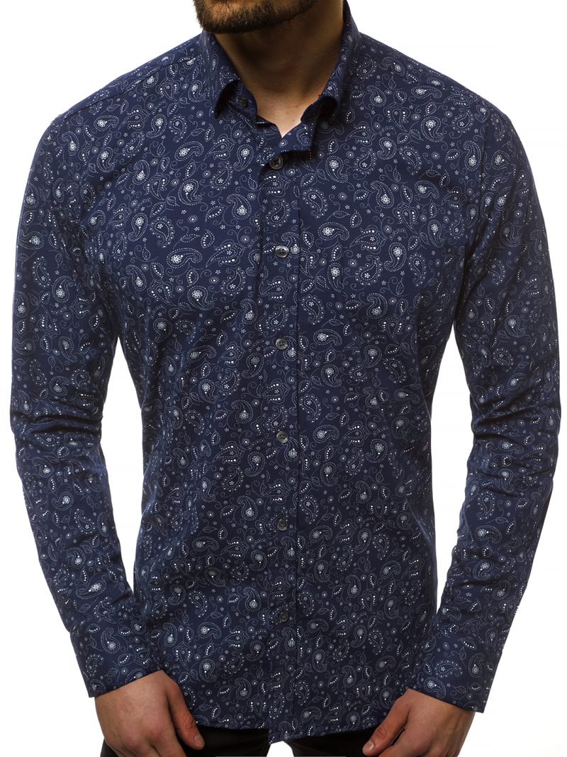 Сорочка чоловіча Темно-Синя OZONEE B/K62