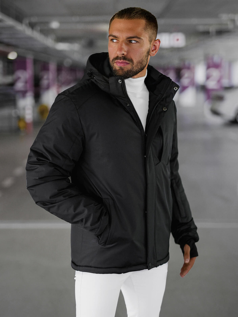 Kurtka zimowa męska czarna OZONEE JS/91M9906/392