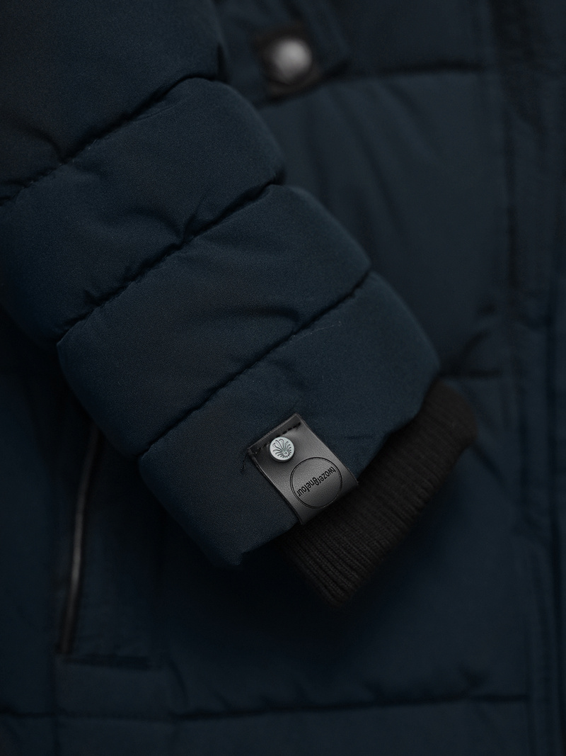 Kurtka zimowa damska długa pikowana granatowa OZONEE O/W377Z