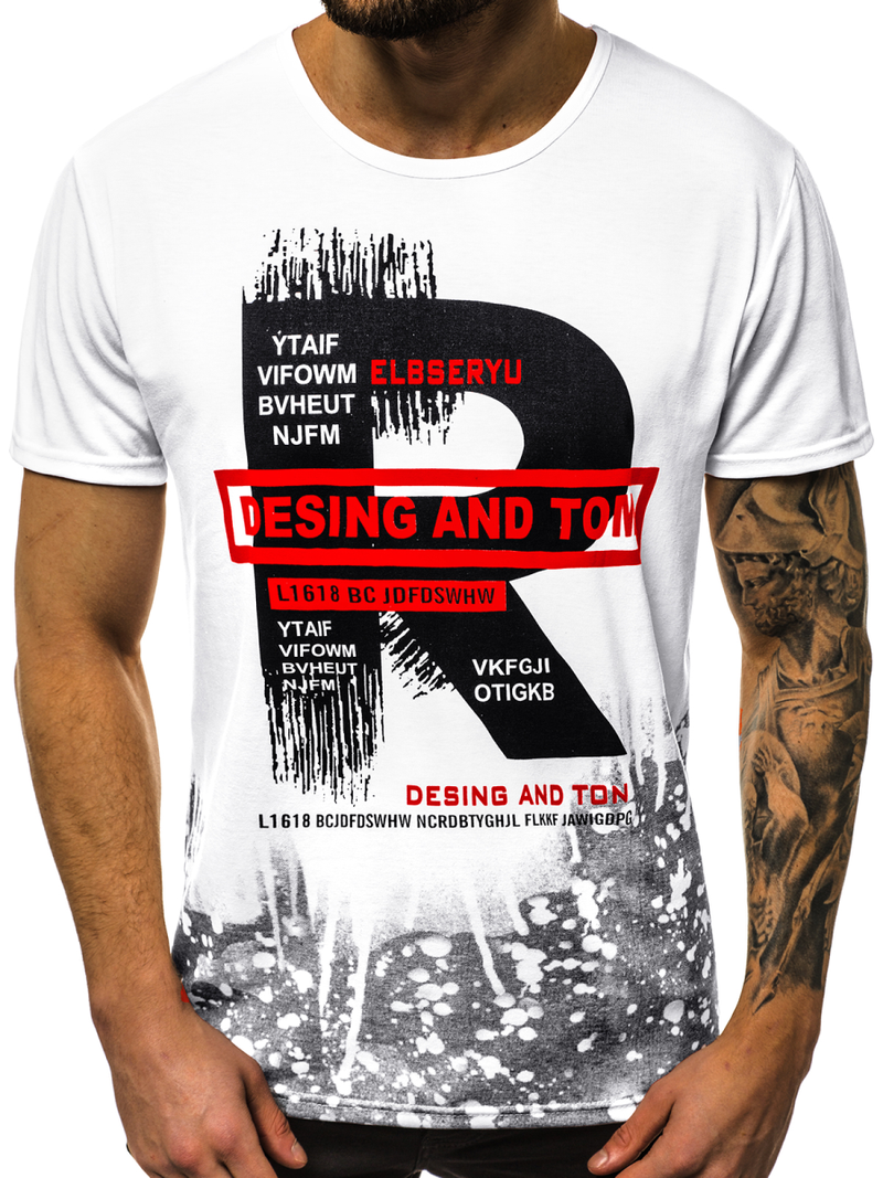 T-Shirt męski biały OZONEE JS/KS1945