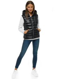 Стьобаний жіночий жилет чорний OZONEE N/6816/1