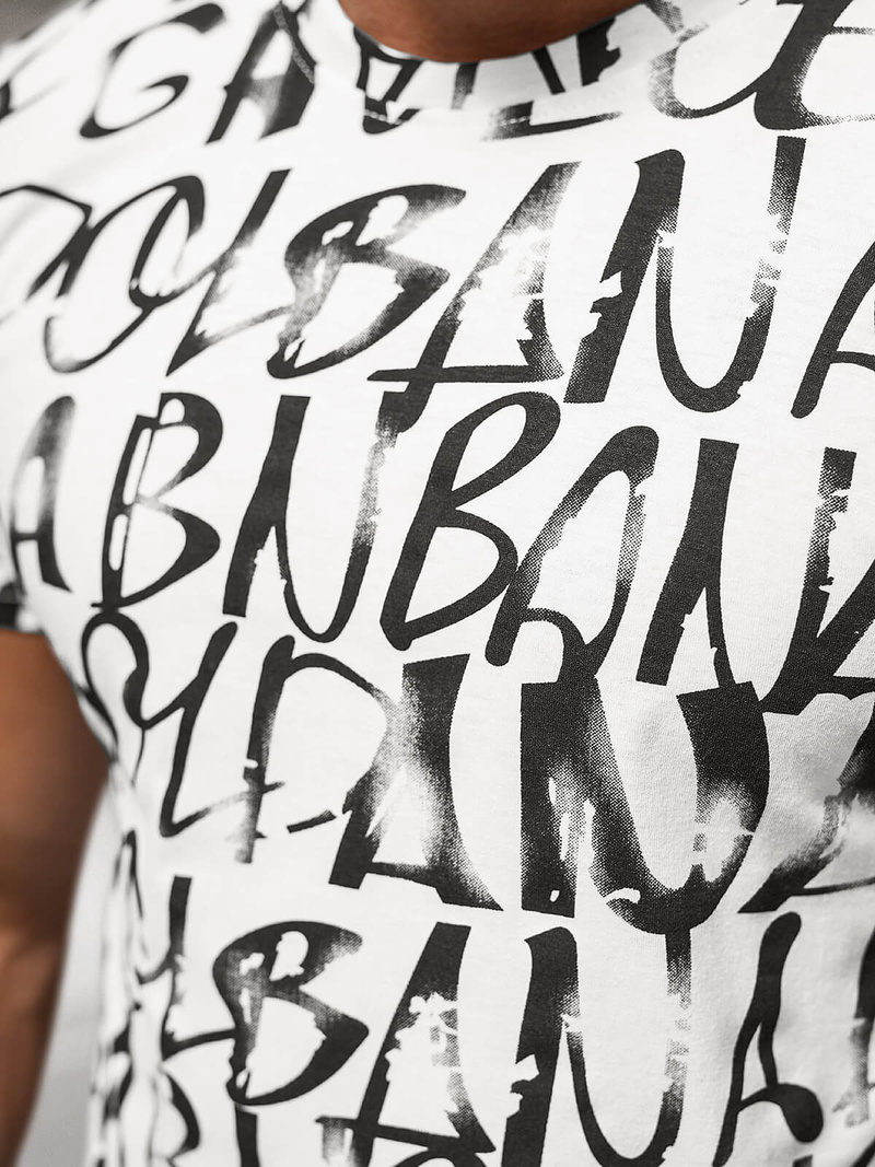 T-shirt męski biały OZONEE JS/8T1215/1