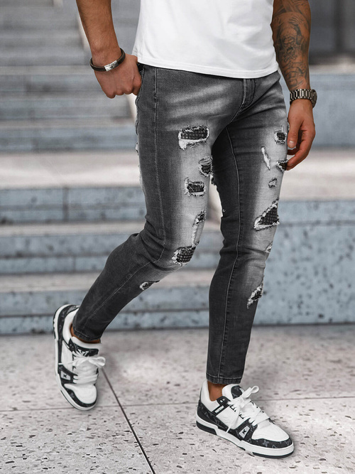 Spodnie jeansowe męskie slim fit czarne OZONEE NB/MP0152N