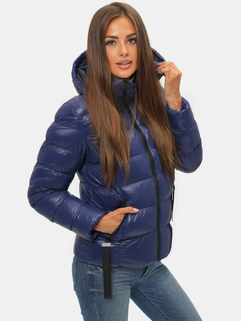 Kurtka zimowa damska pikowana granatowa OZONEE JS/M782/215