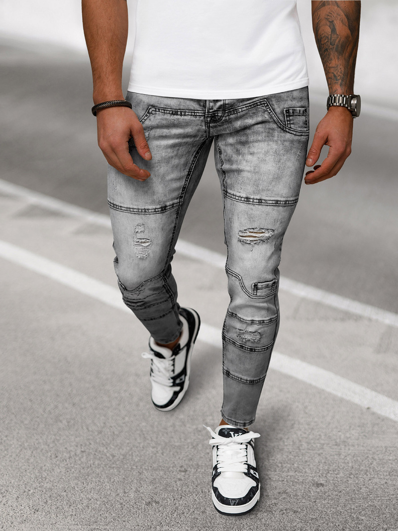 Spodnie jeansowe męskie slim fit grafitowe OZONEE NB/MP0163N