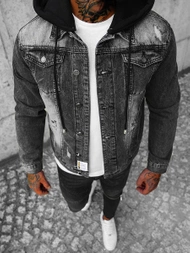 Kurtka męska jeansowa czarna OZONEE NB/MJ505NZ