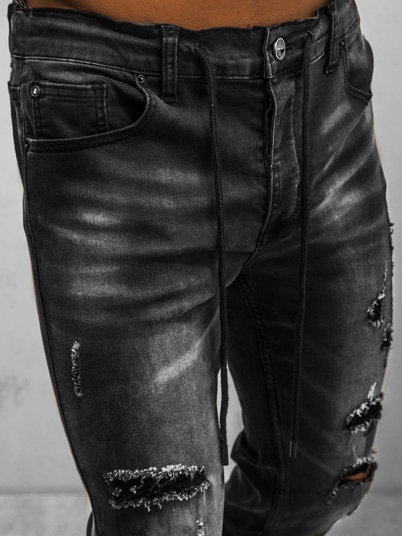 Spodnie jeansowe joggery męskie czarne OZONEE NB/MP0014N