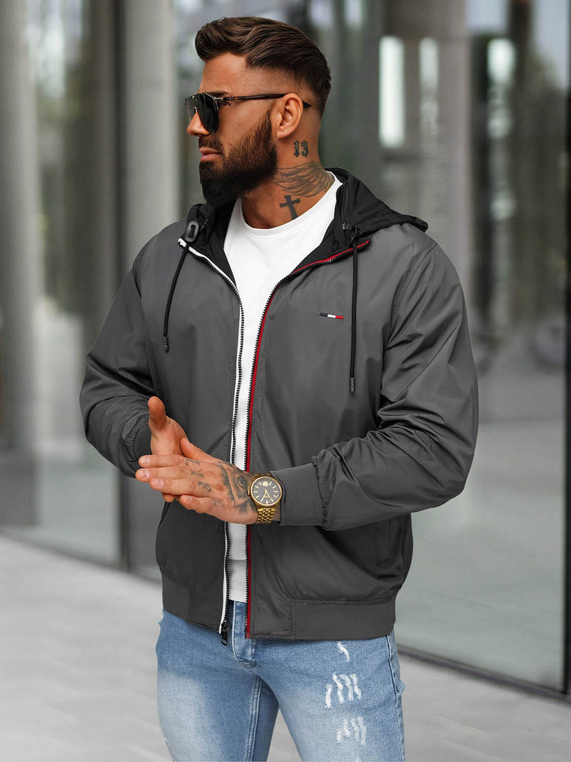 Чоловіча двостороння куртка чорна OZONEE JS/16M9207/392