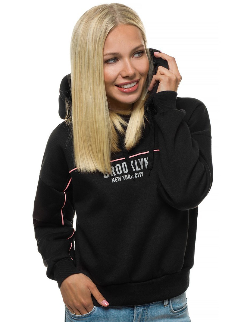 Bluza z kapturem damska czarna OZONEE JS/KSW2002