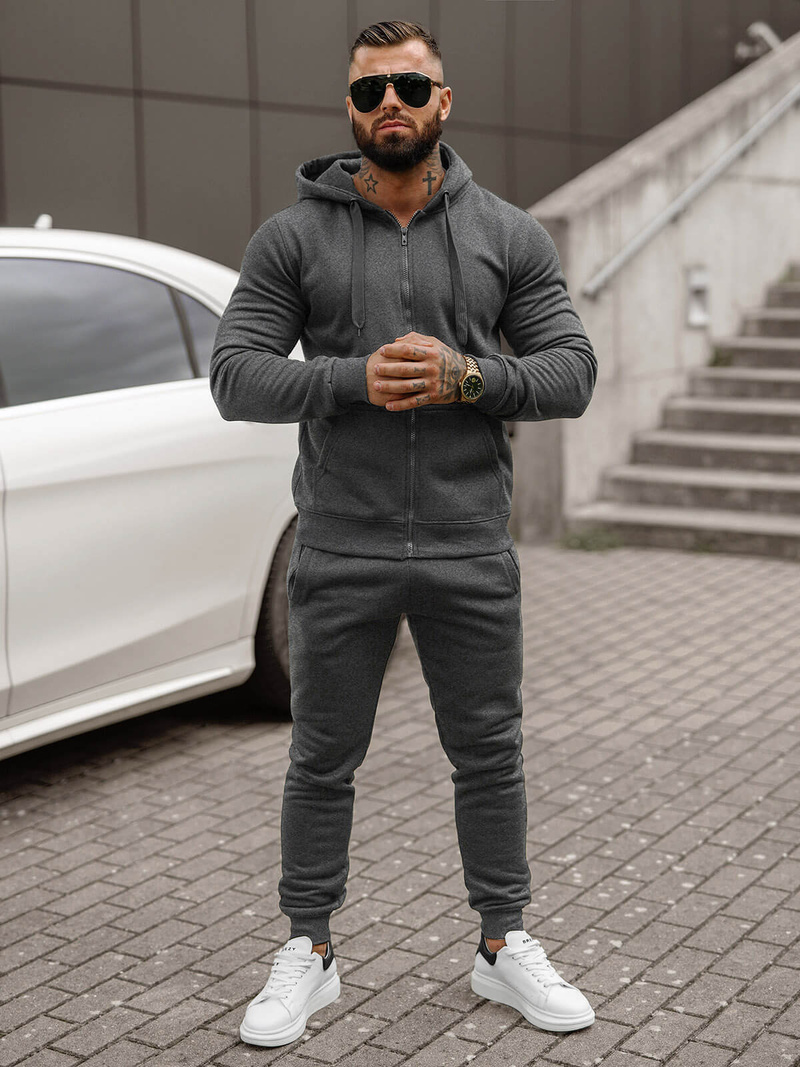 Komplet dresowy męski grafitowy OZONEE JS/68C10386/5Z