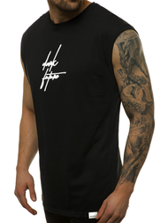 T-Shirt bez rękawów męski czarno-biały OZONEE MACH/M1176