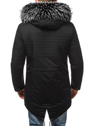 Kurtka zimowa męska parka z futerkiem czarna OZONEE O/99115