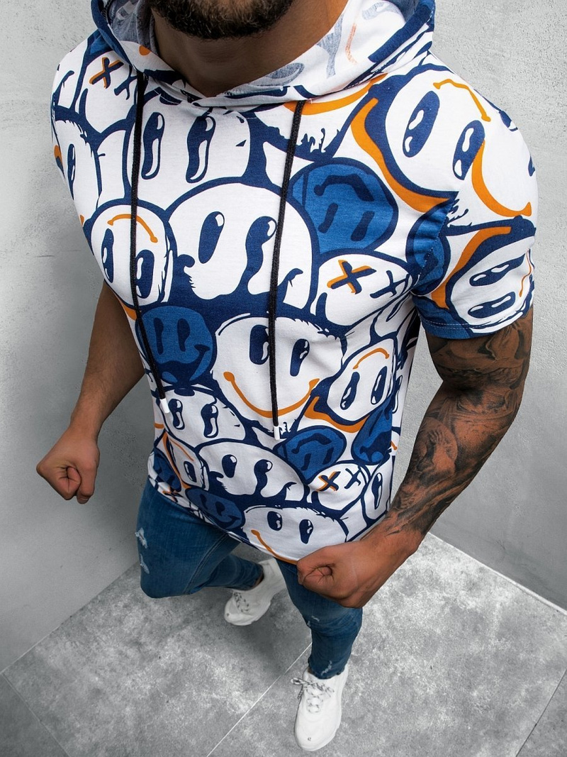 Футболка чоловіча Бiло-Темно синiй OZONEE O/BL207Z