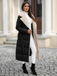 Płaszcz zimowy damski pikowany czarny OZONEE JS/16M9168/392Z